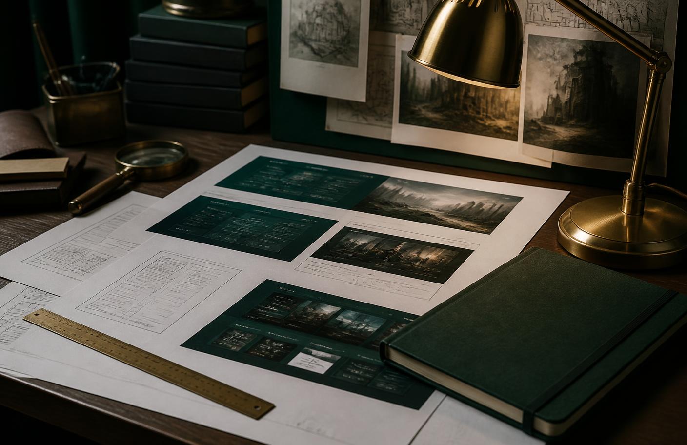 Interface research materials on an editorial desk